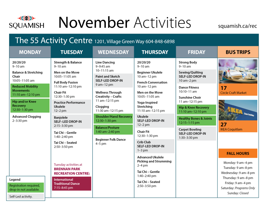 November activities 55 Activity Centre