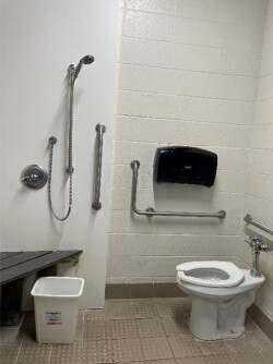 Private, accessible change room with shower and toilet at Brennan Park