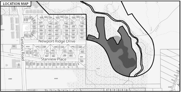 Map outlining Newport Ridge property