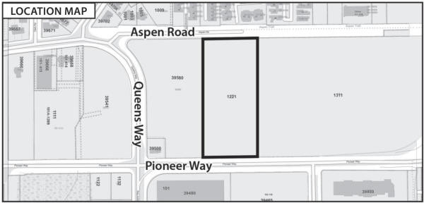 Map outlining 1221 Pioneer Way