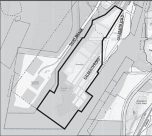Map outlining oceanfront peninsula lands