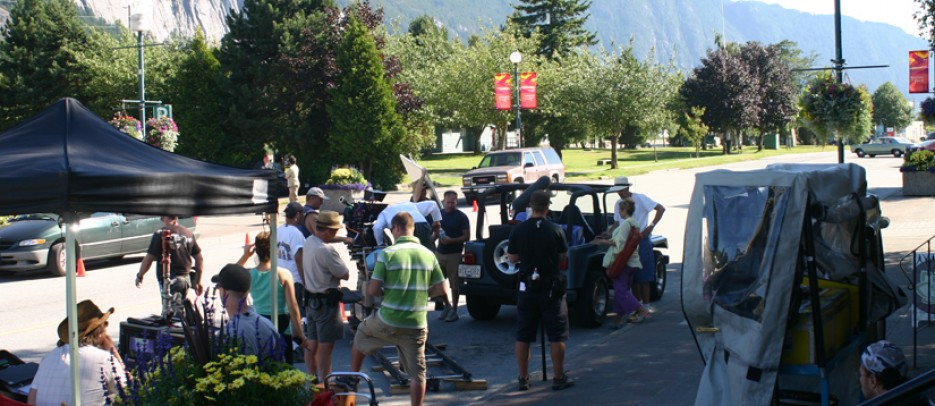 Filming in downtown Squamish.