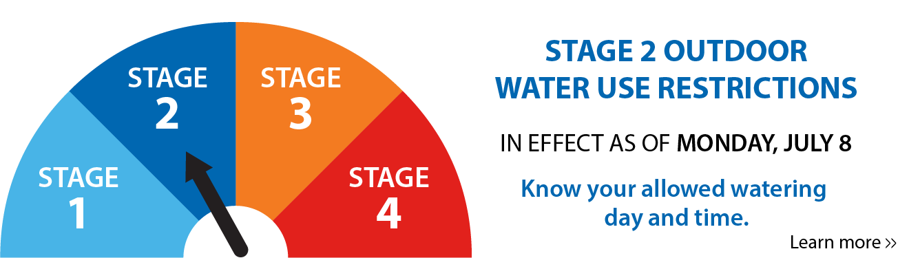 Stage 2 outdoor water use restrictions in effect as of Monday, July 8, 2024