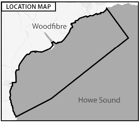 Map outlining Woodfibre LNG property